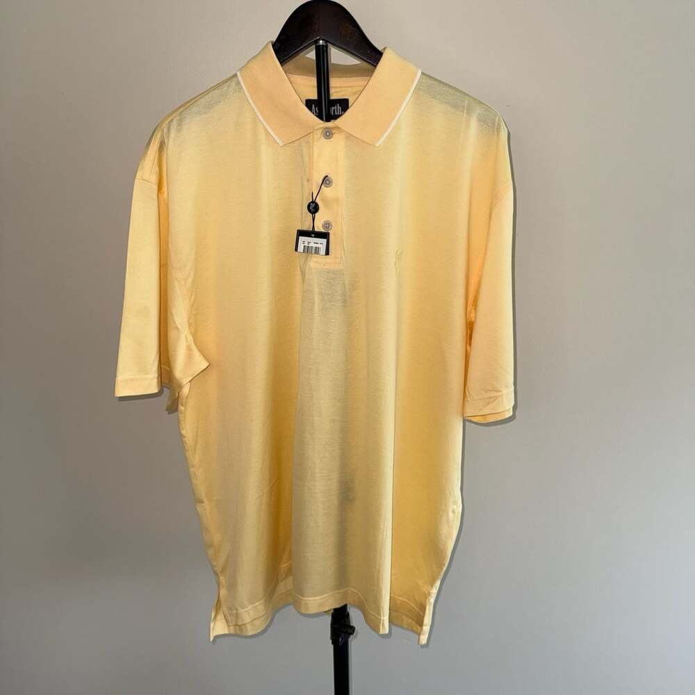 100% Cotton Ashworth Polo Size L Yellow
